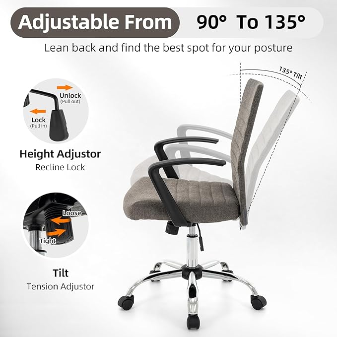 422 High Back Ribbed Office Chair Ergonomically Designed with Armrest Executive Swivel Computer Chairs with Wheels for Conference Study Leisure(Dark Grey)