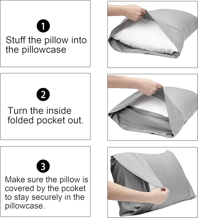 FLXXIE Microfiber Pillow Cases Queen Size Set of 2, Soft Pillowcases with Envelope Closure, Wrinkle Resistant Pillow Covers, 20x30, Lavender