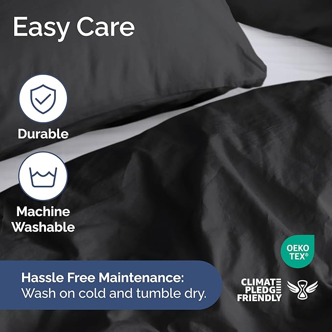 Duvet Cover Cal King Size Set - Extra Soft Cal King Size Duvet Cover 104 x 98 with 2 Pillow Shams - Hotel Luxury Easy Care & Fade Free w/Zipper Closures & Ties - Comfy Breathable Bedding Set (Black)