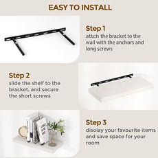 Fun Memories 72 Inch Floating Shelves for Wall, 72x9.3 Large Floating Shelf for Bedroom, Kitchen, Bathroom, Wall Mounted Rustic Wood Shelves with Invisible Bracket for Books, Decor, Brich