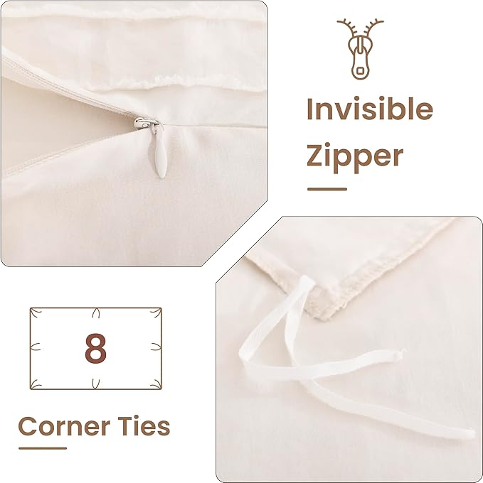 NEXHOME PRO Duvet Cover King Size, Light Khaki 3 Pieces Boho Tufted Duvet Cover Set, Soft and Lightweight Microfiber Comforter Cover Set for All Season (Light Khaki King, 104 x 90)-No Comforter