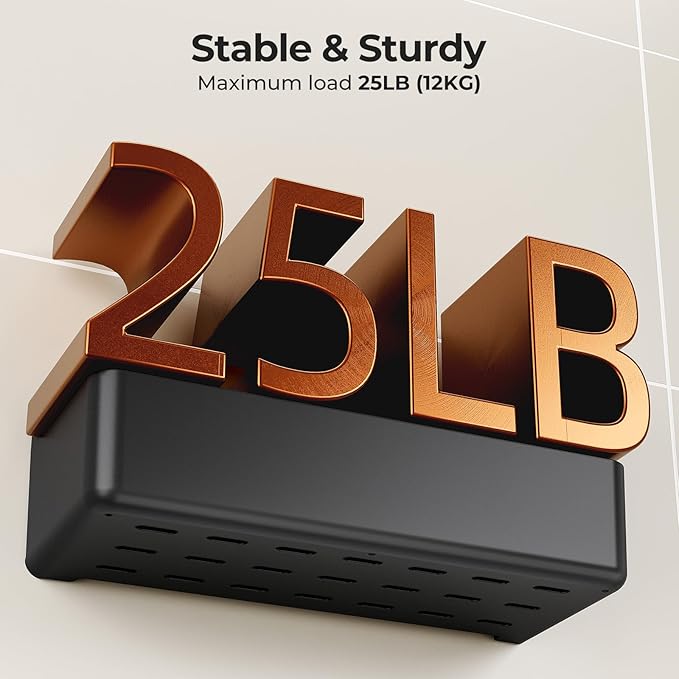 Orimade Shower Caddy 5-Pack, No-Drill Adhesive Shelves for Bathroom, Rustproof ABS Storage Organizer Set, Black