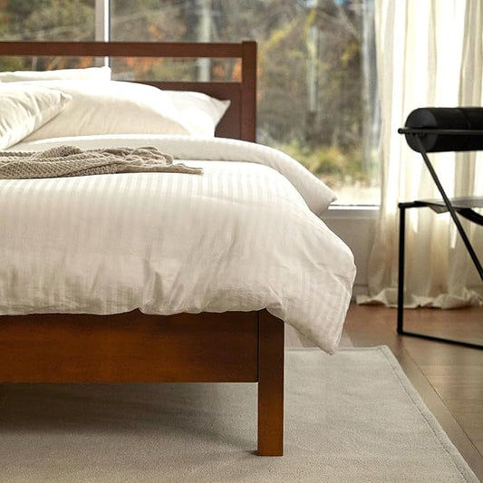 LIFEMENT Signature Wood Platform Bed Frame with Headboard, Essential, Noise Free, Under Bed Storage, No Box Spring Needed, Easy Assembly (Cherry, King (U.S. Standard))