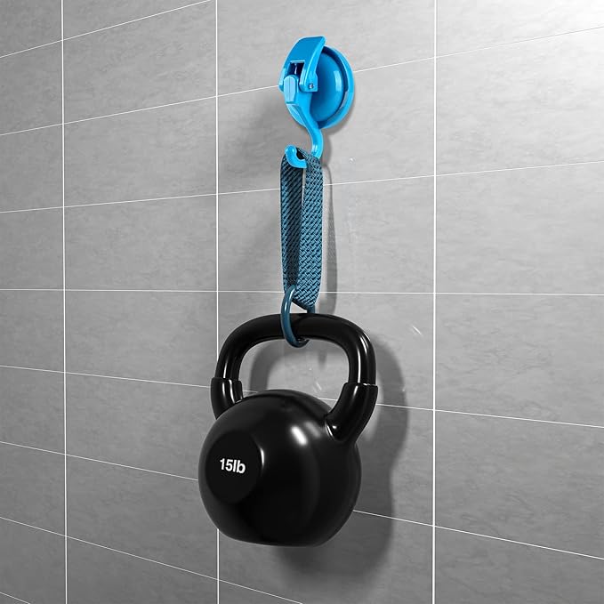 Heavy Duty Vacuum Suction Cup Hooks, Blue Plated Polished Super Suction for Kitchen Bathroom, 2 Pack