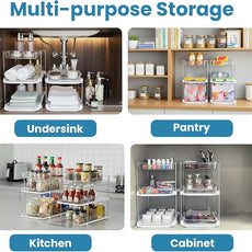 Bathroom Organizers And Storage – With Multipurpose Holder, 2 Sets of 3-Tiers Stackable Under Sink Bathroom Drawer Organizer Multi-Purpose Pantry Organizer And Kitchen Organization With Dividers