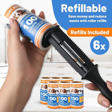 Lint Roller Set 600 Adhesive Sheets (6 Pack) for Pet Hair Extra Sticky - Reusable Fur Remover for Clothes, Furniture, Laundry, Car Seats | Heavy Duty Pet Hair Remover