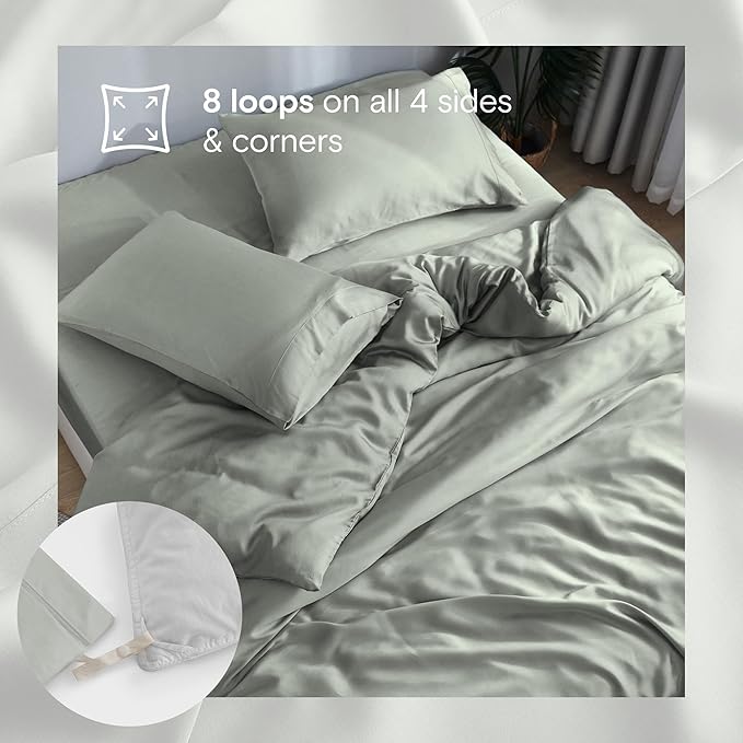 DOZ Duvet Cover Set, 100% Viscose derived from Bamboo, Organically Grown, Buttery Soft, Cooling Duvet Covers, High GSM, 1 Duvet Cover and 2 Pillowcases, 106"x90" (Sage, King/Cal King)