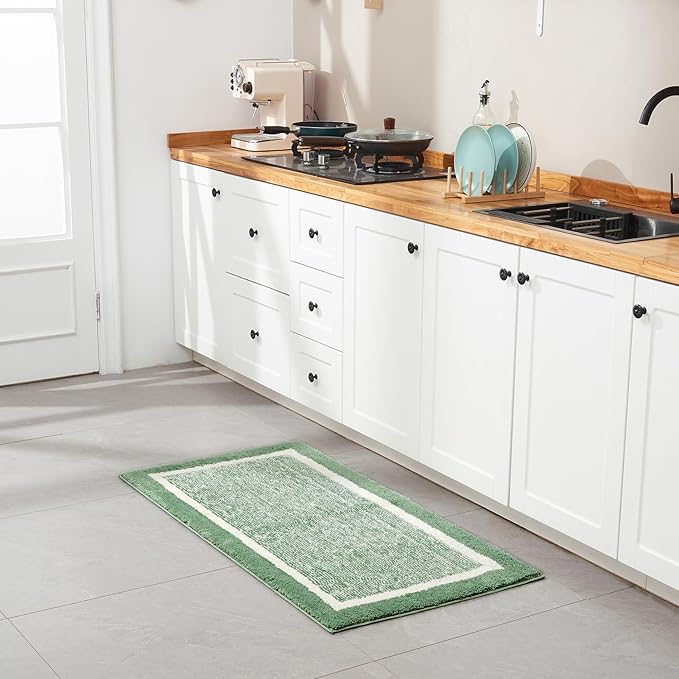 CozeCube Bath mats for Bathroom Non Slip, Fluffy Absorbent Microfiber Bath mat Washable, Aesthetic Bathroom Rugs, Long Sage Green Bath mat, Sage Green, 47" x 24"