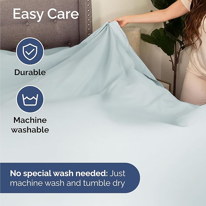 Twin 4 Piece Sheet Set - Cooling & Breathable Bed Sheets - Hotel Luxury Bed Sheets for Women, Men, Kids & Teens - Comfy Bedding w/Deep Pockets & Easy Fit - Soft & Wrinkle Free - Twin Ice Blue Sheets