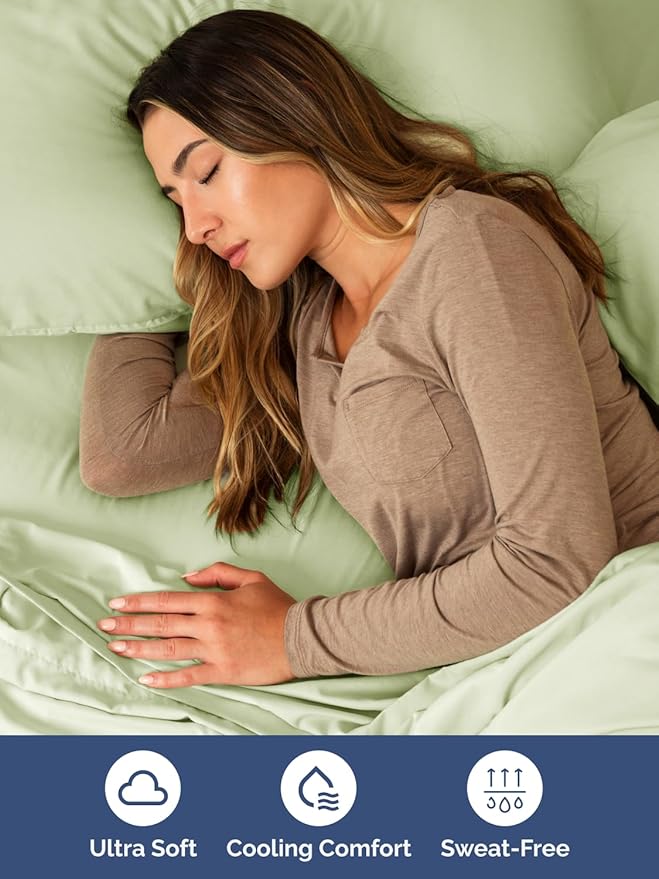 Extra Deep Pocket Full Sheets - 4 Piece Breathable & Cooling Bed Sheets - Hotel Luxury Bed Sheet Set - Soft, Wrinkle Free & Comfy - Easily Fits Extra Deep Mattresses - Light Sage Green Sheets Set