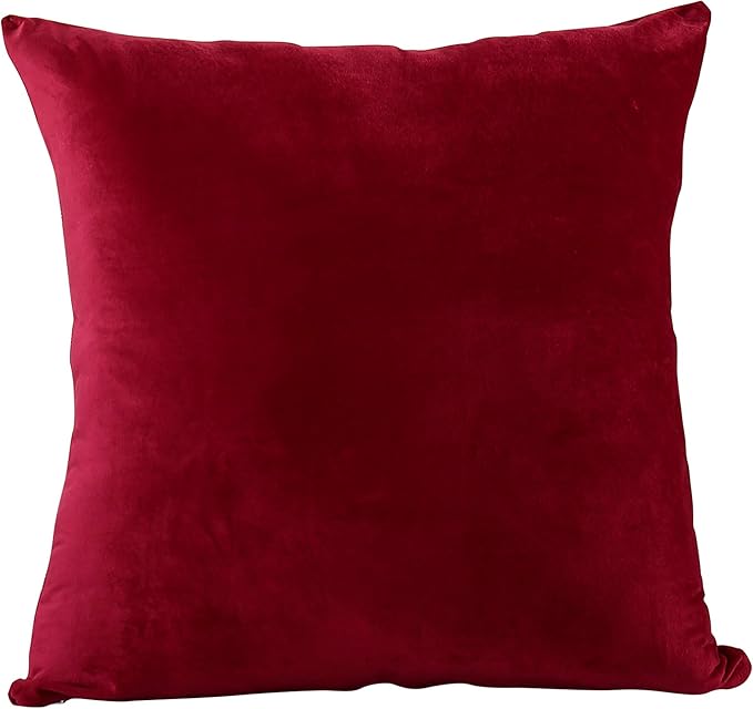 EVOLIVE Soft Micromink, Faux Fur, Faux Velvet Euro Sham Cover Pillowcase Replacement with Zipper Closure (26"x26" Euro Sham, Wine)