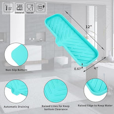 Silicone Bathroom Soap Dishes with Drain Spout-Bathroom and Kitchen Sink Organizer,Sponge Holder,Dish Soap Tray,Perfect for Dispenser,Scrubber,Bottle,Cup on Sink or Counter-Mint 12