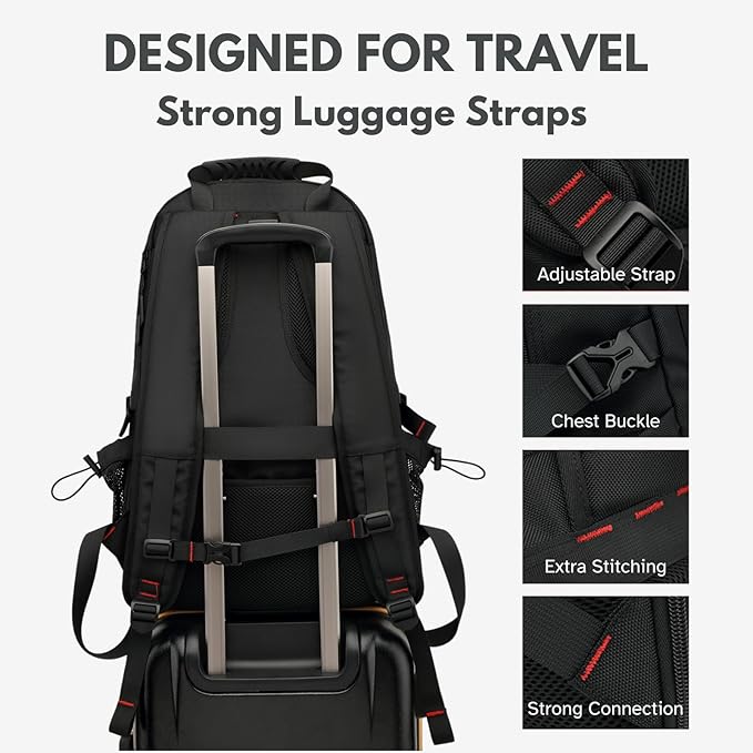 Large Laptop Backpack with Shoe Compartment, Waterproof Rucksack 15.6/17 Inch, Travel School Gym Work College Bags for Men (Black, JUMBO(80L))