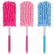 Mini Duster for Cleaning, 360° Bendable Hand Dusters with Extension Pole, Washable Small Duster for Car Interior, Office, Furniture