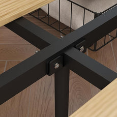 Panana 14 Inch Full Size Bed Frame,Industrial Metal Platform Bed Frame with 2 Tier Storage Wooden Headboard and Footboard,4 Storage Drawers,No Box Spring Needed,Black&Brown