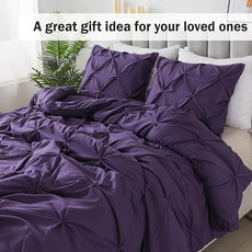 Andency Purple Comforter Twin(66x90Inch), 2 Pieces(1 Pintuck Comforter, 1 Pillowcase) Microfiber Pinch Pleat Comforter Set Twin Size, Lightweight and Soft Bedding Comforter Set