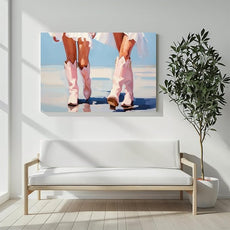 Cowgirl Boots Wall Art Pink Cowboy Boots Canvas Wall Art Western Aesthetic Canvas Prints Poster Trendy Preppy Girls Aesthetic Room Decor Picture for Apartment Bedroom Dorm 24x16in Framed