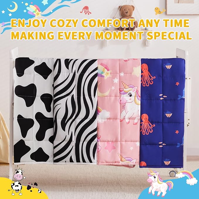 anfie Weighted Blanket Kids (50"x60" 5lbs), Weighted Blanket Cooling Blanket for Sleeping,Throw Size Breathable Blanket with Premium Glass Bead(Pink Unicorn)