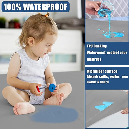 Waterproof Mattress Protector Twin Size, Breathable Mattress Cover, Fitted Deep Pocket Mattress Pad Cover Stretches up to 21 Inches, Soft Noiseless Bed Cover