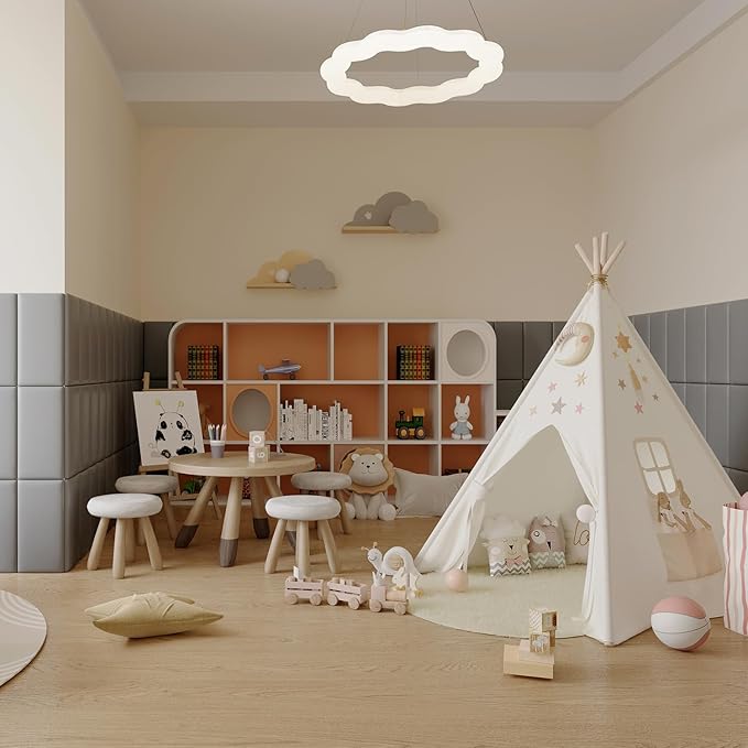 3D Anti-Collision Wall Padding for Kids Self-Adhesive 10PCS Grey headboard Panels for Wall Peel and Stick headboard