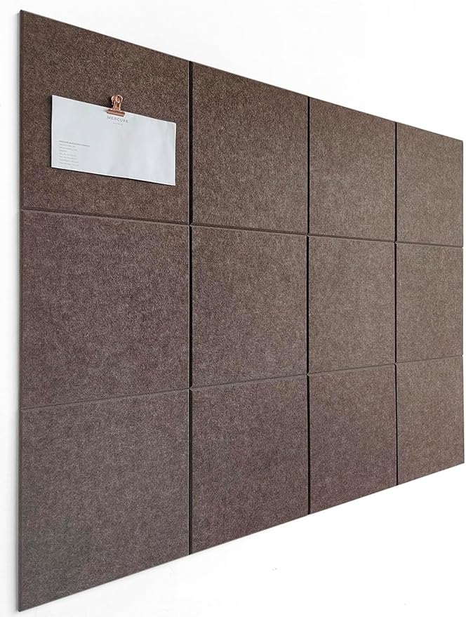 Felt Wall Tiles | Large Cork Board Alternative | Aesthetic Felt Bulletin Board for Office, Home & Classroom | Large Cork Boards for Walls Pinboard (12-Pack) | Desert Palm