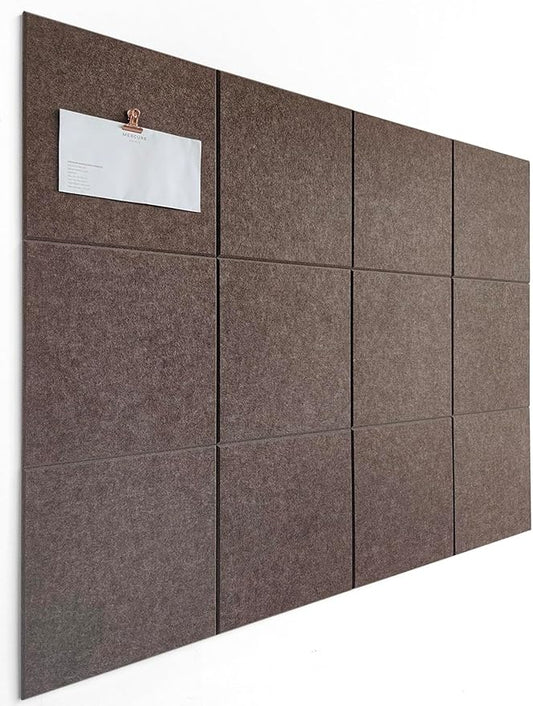 Felt Wall Tiles | Large Cork Board Alternative | Aesthetic Felt Bulletin Board for Office, Home & Classroom | Large Cork Boards for Walls Pinboard (12-Pack) | Desert Palm