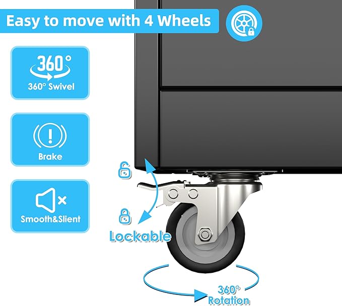 SUXXAN Broom Closet Storage Cabinet with Wheels 71.4"x 33.9"x16.9", Metal Cleaning Cabinets with Hooks and Hanging Rods, Lockable Cabinet with Pegboard, Adjustable Shelf,for Garage, Laundry Room