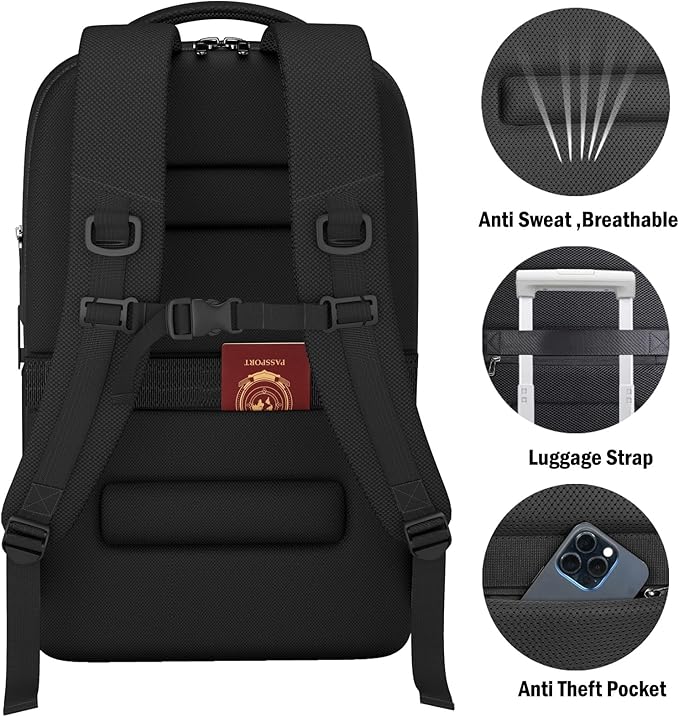 Expandable Travel Backpack, Business Laptop Backpack,TSA-Flight Approved Backpack with USB Charging Port fit 17.3 Inch Laptop for Men Women