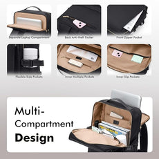 Stylish Laptop Backpack for Women Airline Approved Perfect for Work College and Travel Multi-Functional Casual Daypack Fits 17.3 Inch Notebook (Black)