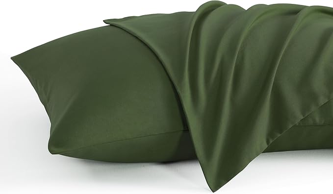 NTBAY Standard Pillow Cases Set of 2, 2 Pack Brushed Microfiber 20x26 Pillow Cases, Soft, Wrinkle, Fade, Stain Resistant Olive Green Pillow Cases with Envelope Closure, 20x26 Inches, Olive Green