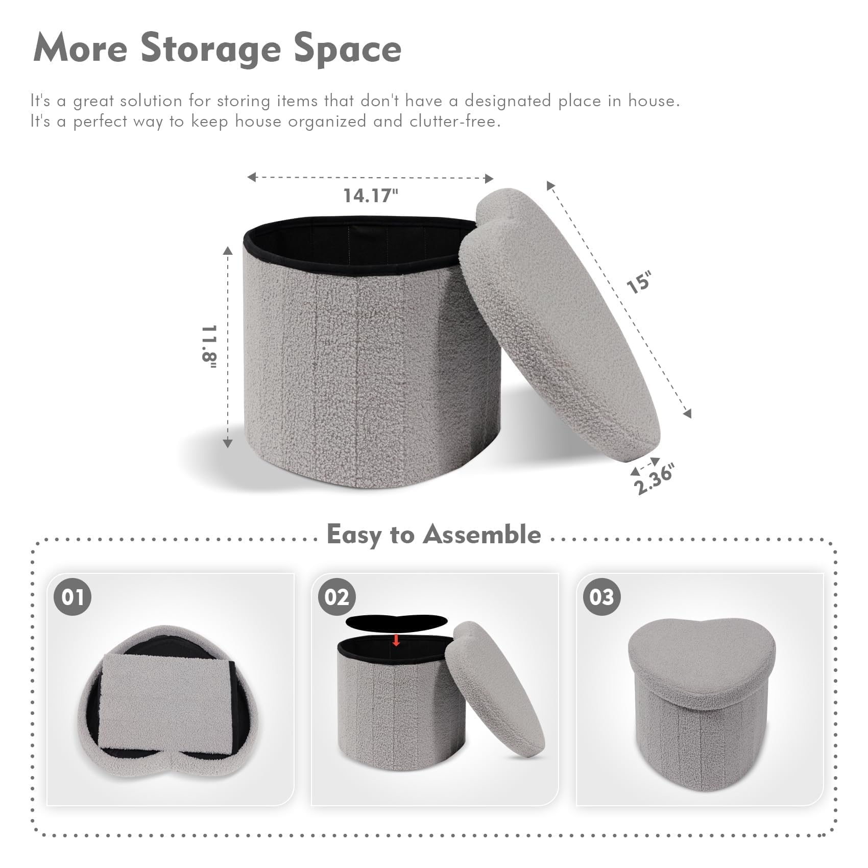 B FSOBEIIALEO Storage Ottoman Cube, Flowers Shaped Ottomans with Storage Foot Stool Footrest for Lving Room, Boucle Ottoman Seat for Dorm Room,Faux Teddy Fur,White 12.6"x12.6"x12.6" Dormly