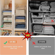 4 Tier Stackable Closet Organizers and Storage Shelves, Foldable Closet Shelf Organizer System, Stackable Storage Bins Drawers for Clothes Organizer System, White(Patent Pending)