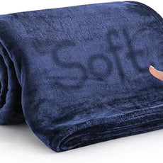 IR Imperial Rooms Fleece Blankets Queen Size 90 x 90 Inches - Super Soft Fluffy Throw Blanket for Sofa and Bed - Warm and Cozy Lightweight 400 GSM Microfiber Bed Throws Blankets (Queen, Navy)