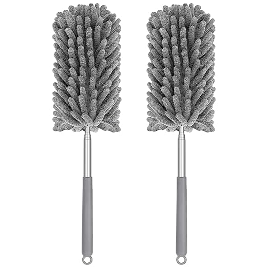 Mini Duster for Cleaning, 360° Bendable Hand Dusters with Extension Pole, Washable Small Duster for Car Interior, Office, Furniture