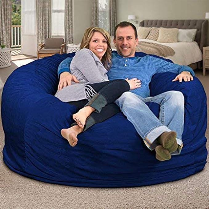 ULTIMATE SACK 6000 6-Foot Bean Bag Chair, Electric Blue Suede Cover – Oversized Foam Lounger, Floor Seat, Small Sofa, or Couch Bed for Living Area, Gaming Room, or Reading Lounge