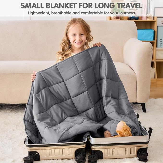 yescool Weighted Blanket 3 Pounds Cooling Weighted Lap Blanket, Grey Small Heavy Blankets, Weighted Throw Blanket Gift for 20-40lbs, 36"x48"