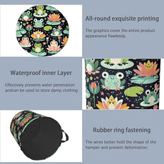 Funny Frog Laundry Basket,Foldable Oxford Cloth Tote Bag Laundry Hamper Clothes Storage Bucket Organizer for Bedroom Laundry Storage Dormitories 16