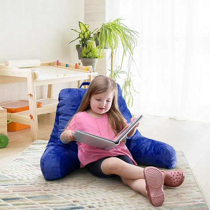 Nestl Reading Pillow for Kids & Teens with Shredded Memory Foam, Backrest Pillows for Reading, Watching, and Gaming, Use on The Couch, Bed, or Floor, Adjustable Support with Washable Cover Royal Blue