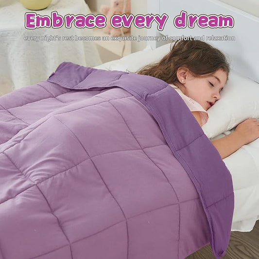 Purple Weighted Blanket Kids 10lbs, 40"x60", Twin Size Cooling Heavy Throw Blanket for 80-120lbs, Microfiber Soft Thick Big Blankets Weighted Comforter Breathable Gift for Sleeping