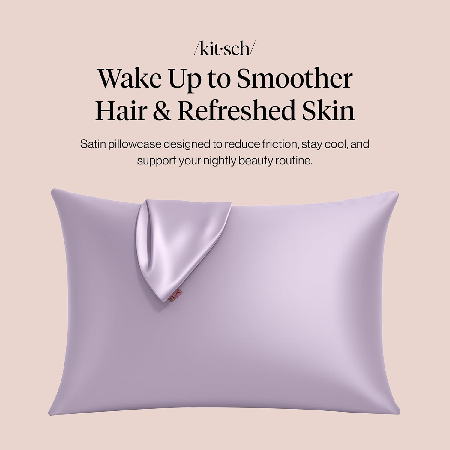 Kitsch Satin Pillowcase with Zipper for Hair & Skin - Softer Than Silk Pillow Cases, Smooth Cooling Satin Pillow Case, Wrinkle-Free, Machine Washable, Pillow Cases Standard Size 19x26 - Lavender Dormly