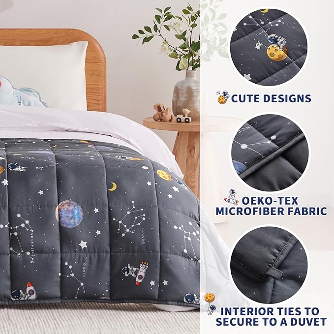 anfie Weighted Blanket Kids (48"x72" 6lbs), Weighted Blanket Cooling Blanket for Sleeping,Throw Size Breathable Blanket with Premium Glass Bead(Space Grey)