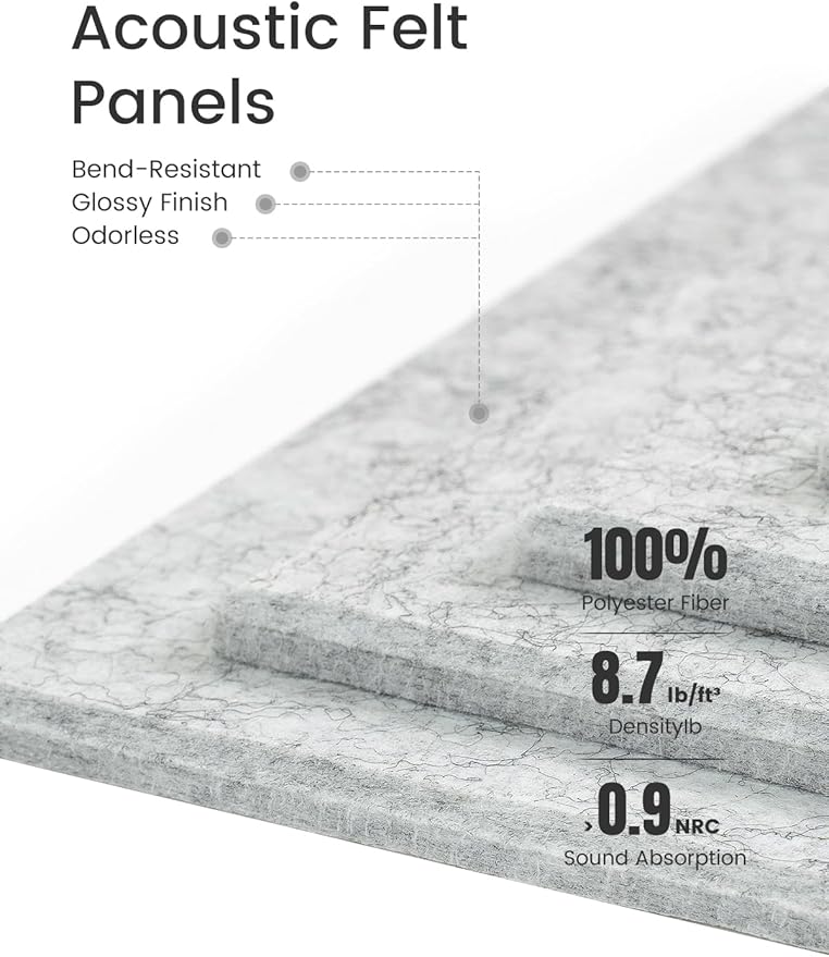Felt Bulletin Board Tiles -28"x18" Cork Board Alternative for Office Decor, Push Pin Board Wall Organizer 6-Pack-Marble Gray