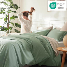 Litanika Comforter Set, Lightweight Solid Bedding Comforter Set, Fluffy Down Alternative Bed Set, Sage Green, Super King Plus