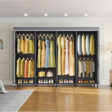 VIPEK V40C Plus Heavy Duty Clothes Rack with Oxford Fabric Cover, Extra Large Covered Clothing Rack for Hanging Clothes Portable Wardrobe Closet Black Closet Rack with Grey Cover, Max Load 1300lb