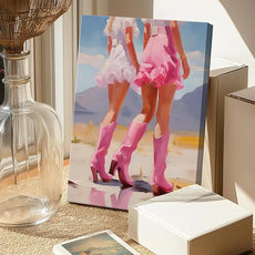 Framed Pink Preppy Wall Art Set of 3, Cowgirl Boots Cherry Cocktail Pictures Wall Decor, Trendy Poker Paintings Canvas Prints Girly Aesthetic Home Decor for Living Room Bedroom Dorm Bar 12x16 inch