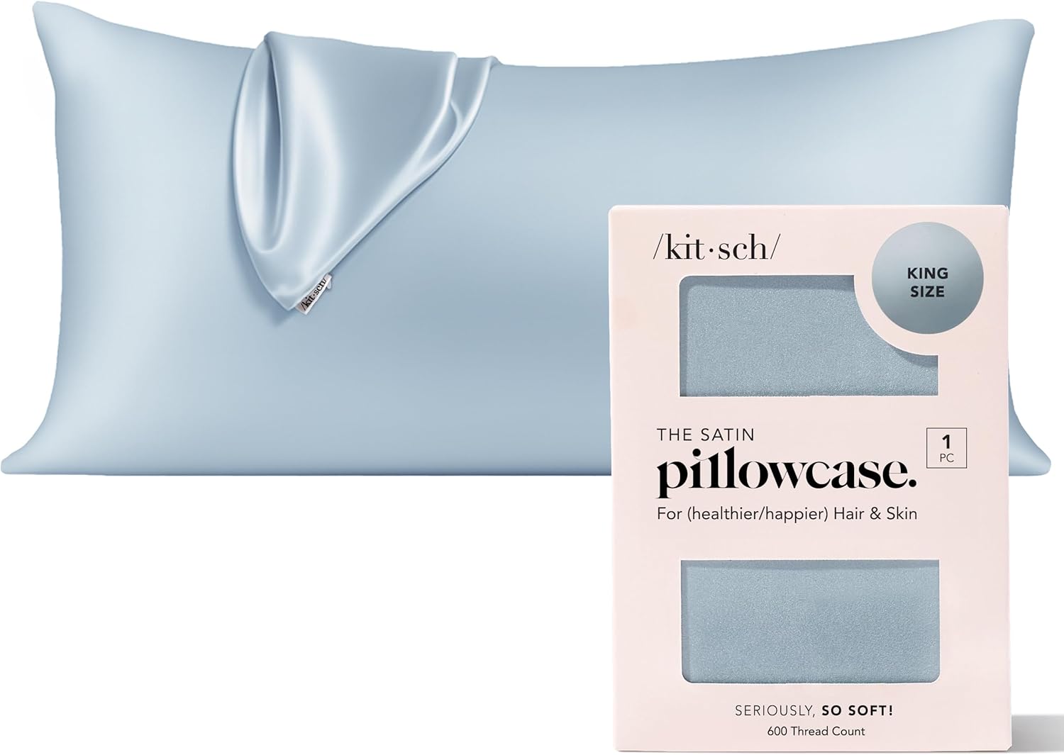Kitsch Satin Pillowcase with Zipper for Hair & Skin - Softer Than Silk Pillow Cases, Smooth Cooling Satin Pillow Case, Wrinkle-Free, Machine Washable, Pillow Cases Standard Size 19x26 - Lavender Dormly
