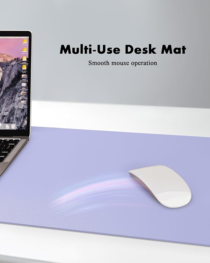 YSAGi Double-Sided Desk Mat, Eco Cork & Leather Desk Protector, Large Mouse Pad & Writing Pad for Office/Home (23.6"x13.7", Purple+Cork)