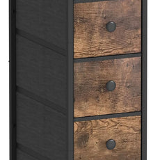 GiftGo Narrow Dresser Vertical Slim Dresser Chest of Drawers Skinny Storage Tower for Small Spaces Gaps Closet Bedroom Bathroom Small Fabric Drawer Unit (Rustic Brown, 5 Drawers)