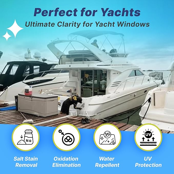 Venco Clear X Multi-Surface Glass Polish - Advanced Oxidation & Water Spot Remover with Clear Guard Technology - Perfect for Yachts, Home Windows, RVs & Car Windshields - Made in the USA - 4oz Kit
