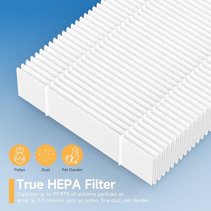 6-Pack Replacement Filter Compatible with EyeVac Air 2in1 Air Purifier, 2-in-1 Filtration with Activated Carbon Filter